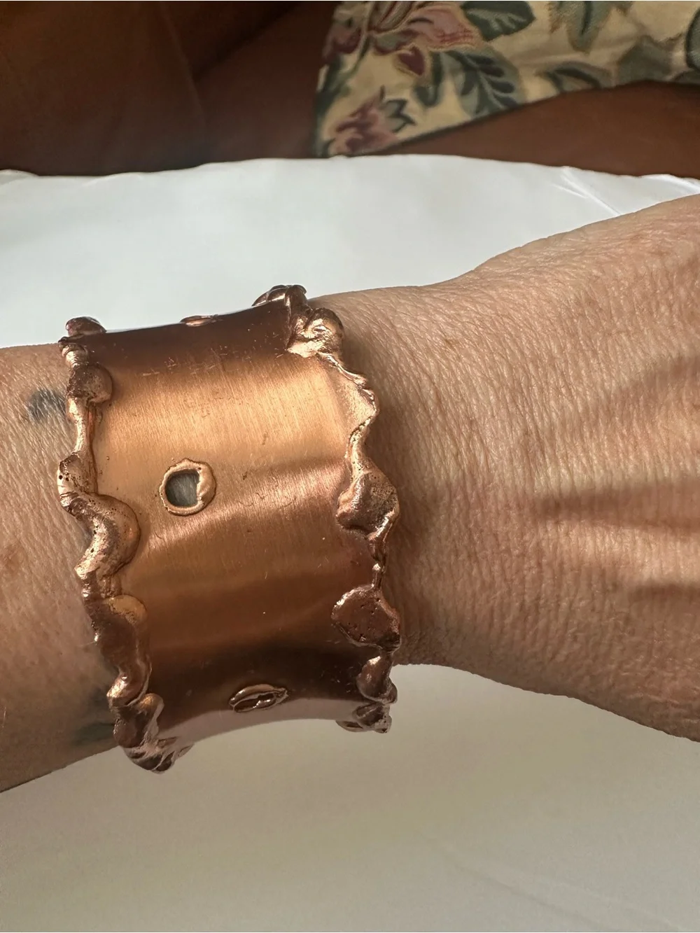 Handcrafted Copper Wide Cuff Bracelet - Stylish Copper Wearable